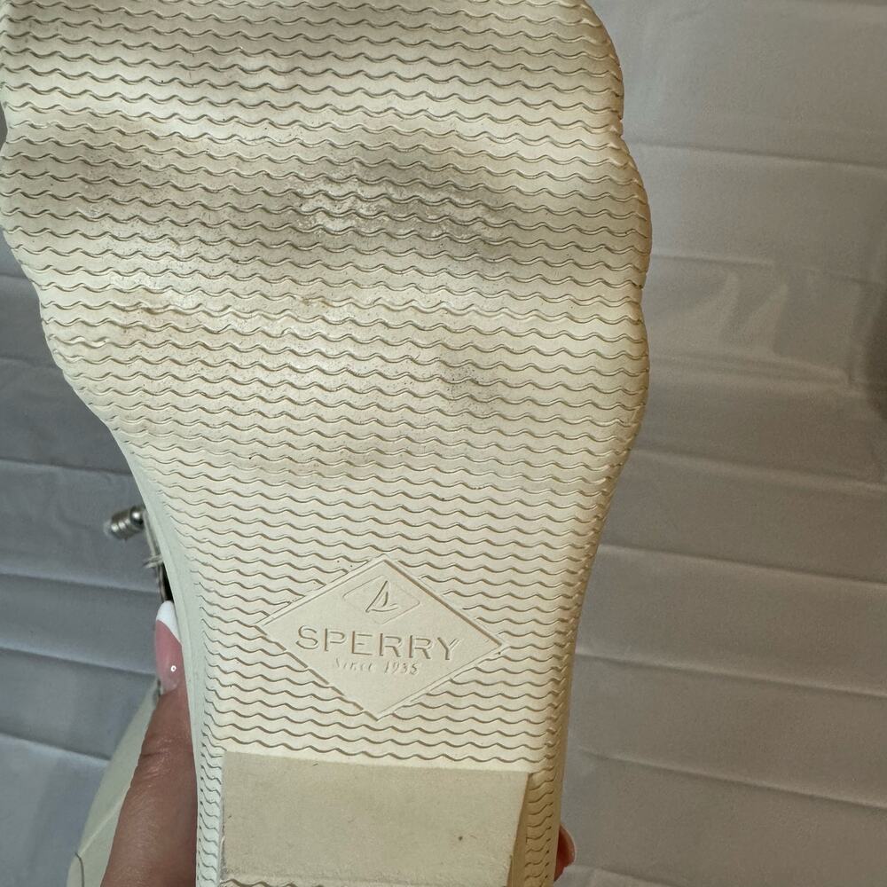 Sperry Women's Saltwater Waterproof Duck Boots Rain Boots Cream Gold Size 6M - Picture 9 of 9